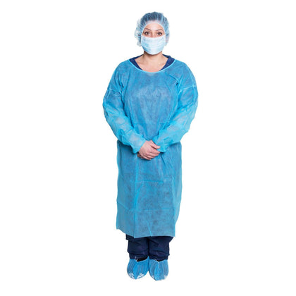 Isolation Gown, One Size, Blue, 10/bg, 5 bg/cs (84 cs/plt)