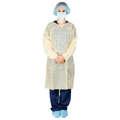 Isolation Gown, Poly Coated, Impervious, Yellow, 10/bg, 5 bg/cs