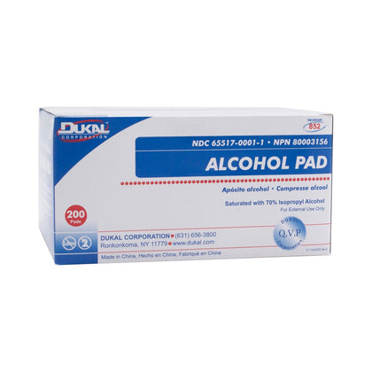 Alcohol Prep Pad, Medium, 2-Ply, Non-Sterile, 200/bx, 20 bx/cs