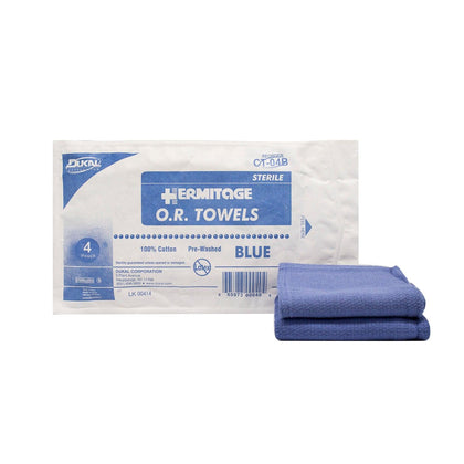 OR Towel, 17â€ x 26â€, Sterile 4s, Blue, 4/pk, 20 pk/cs