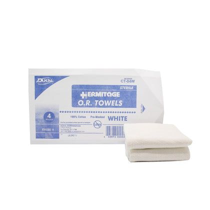 OR Towel, 17” x 26”, Sterile 4s, White, 4/pk, 20 pk/cs