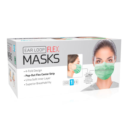 Flex Mask, Level 1, Ear-Loop, Green, 50/bx, 20 bx/cs