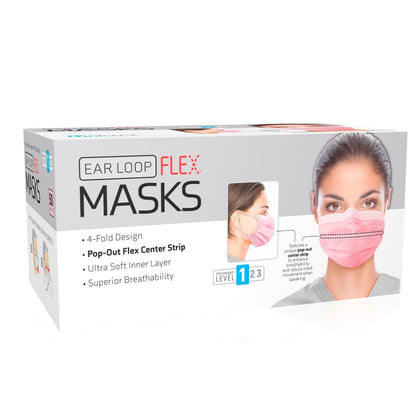 Flex Mask, Level 1, Ear-Loop, Pink, 50/bx, 20 bx/cs