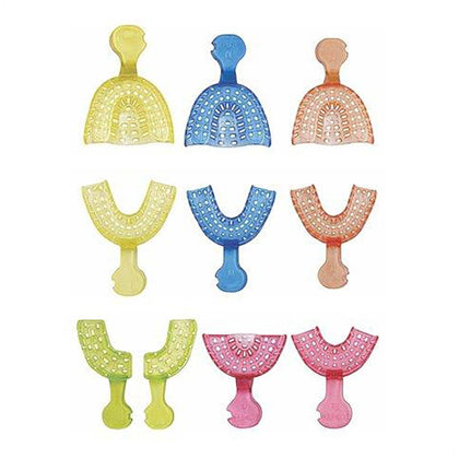 Color-Brite Impression Trays, Perforated, Assorted (4pc med, 2 pc of each other size), 12/bg