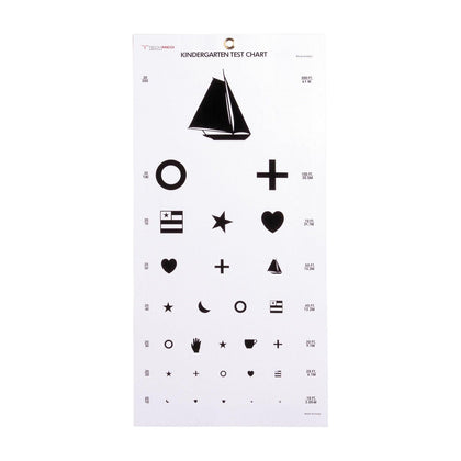 Kindergarten Eye Chart 20 ft, Non-Reflective Matte Finish, 22