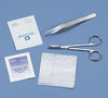 Suture Removal Kit Contains: 1 Iris Scissors, Straight, 4½"; 1 Adson Serrated Forceps, 4¾"; 1 Large Alcohol Prep Pad; 1 Iodophor PVP Prep Pad; 1 3" x 3" 12-ply Gauze Dressing, Sterile, 50/cs (90 cs/plt)