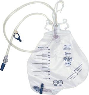 Drainage Bag, 2000mL, Anti-Reflux Chamber, Pre-Pierced Needle Free Sampling Port (Luer Slip or Blunt Cannula Compatible), Universal Double Hook & Rope Hanger, T-Tap Drain Port, Sterile Fluid Pathway, 20/cs