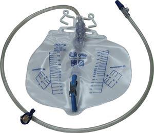 Drainage Bag, 2000mL, Universal Double-Hook & Rope Hanger, Needleless Sampling Port, Smooth Adapter with Cap, 11/32