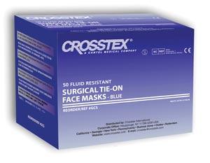 Mask, Tie-On Laces, Latex Free (LF), Blue, 50/bx, 6 bx/cs