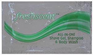 3-in-1 Shampoo/ Shave Lotion/ Body Wash, .33 oz packet, 100/bx, 10 bx/cs