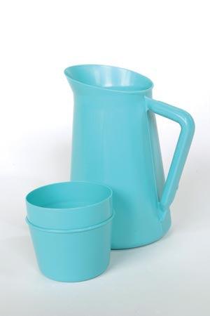 Pitcher, 1 Qt, 9 oz Cup-Cover, Blue, 12/cs