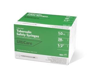 Safety Syringe, Fixed Needle, Tuberculin, 1mL, 28G x ½