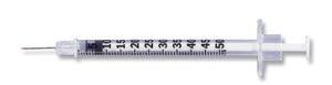 Insulin Syringe, Â½mL Lo-Doseâ„¢, Permanently Attached Needle, 28 G x Â½