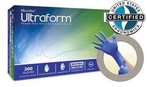 Exam Gloves, PF Nitrile, Textured fingertiips, Blue, X-Small, 300/bx, 10 bx/cs