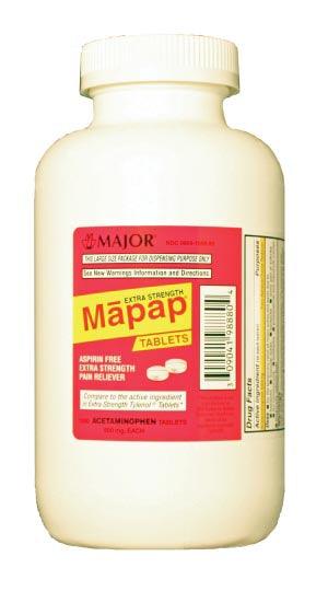 Mapap, 500mg, 1000s, Compare to Tylenol®, NDC# 00904-6730-80