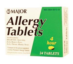 Allergy Tablets, 4mg, 24s, Compare to Chlor-Trimeton® Tabs, NDC# 00904-0012-24