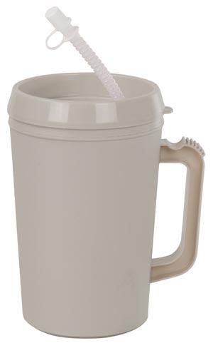 Insulated Mug, with Straw, 22 oz, Gray, 48/cs