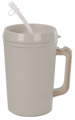 Insulated Mug, with Straw, 34 oz, Gray, 24/cs