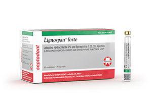 Lignospan Forte, Lidocaine HCI 2% & Epi 1:50,000, 1.7mL (Rx), 50 cartridges/bx, 20 bx/cs (Item is Non-Returnable) (US Only, Excluding IN and ND)