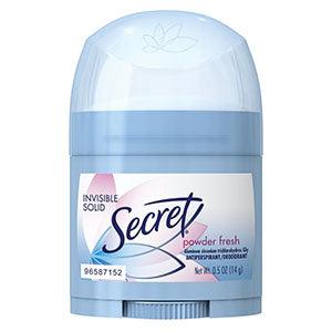 Secret Invisible Deodorant, Solid Powder Fresh, Trial Size, 0.5 oz, 24/cs