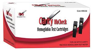 Clarity HbCheck Hemoglobin Strips, CLIA Waived, 50/bx (Packaged 10 strips/vial - 5 Vials/bx), 60 Pipettes and (1) Code Chip