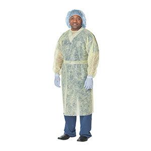 Isolation Gown, Lightweight, with Ties, Spunbond Polypropylene, Yellow, Universal Size, 10/pk, 10 pk/cs