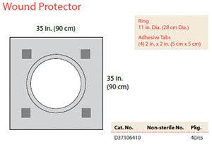 Wound Protector, 35 x 35, 11 Dia Ring, Adhesive Tabs, 10/bx, 4 bx/cs