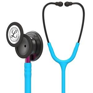 Stethoscope, Smoke Chestpiece, Turquoise Tubing, Pink Stem and Smoke Headset, 27