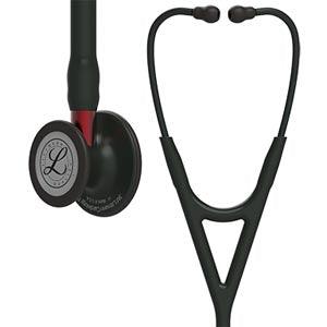 Stethoscope, Black Finish Chestpiece, Black Tube, Red Stem and Black Headset, 27