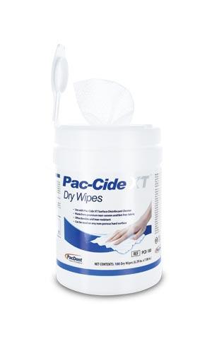 Pac-Cide XT Dry Wipes, 6.29''x7.08'', 180wipes/can