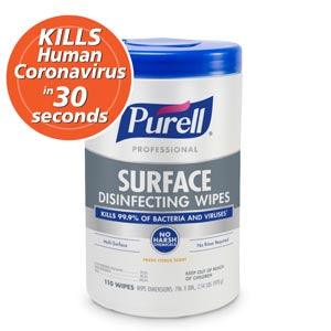 Purell® Foodservice Surface Disinfecting Wipes, 110ct Canister, 6/ct (Item is considered HAZMAT and cannot ship via Air or to AK, GU, HI, PR, VI)