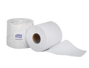 Bath Tissue Roll, Universal, White, 1-Ply, Embossed, T24, 312.5ft, 4