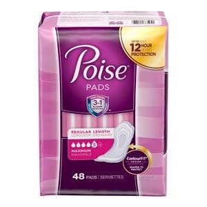 Poise Pads, Maximum, 48/pk, 2 pk/cs