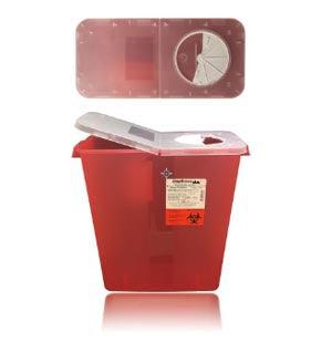 Sharps Container, 3 Gallon, Red Base/ Translucent Rotary Lid, 10/cs