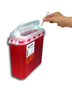 Sharps Container, 5.4 Quart, Red Base/ Translucent Rotary Lid, BD Style, 20/cs