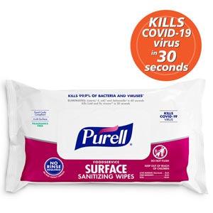 Purell® Foodservice Surface Disinfecting Wipes, 72ct Canister, 12can/ct (Item is considered HAZMAT and cannot ship via Air or to AK, GU, HI, PR, VI)